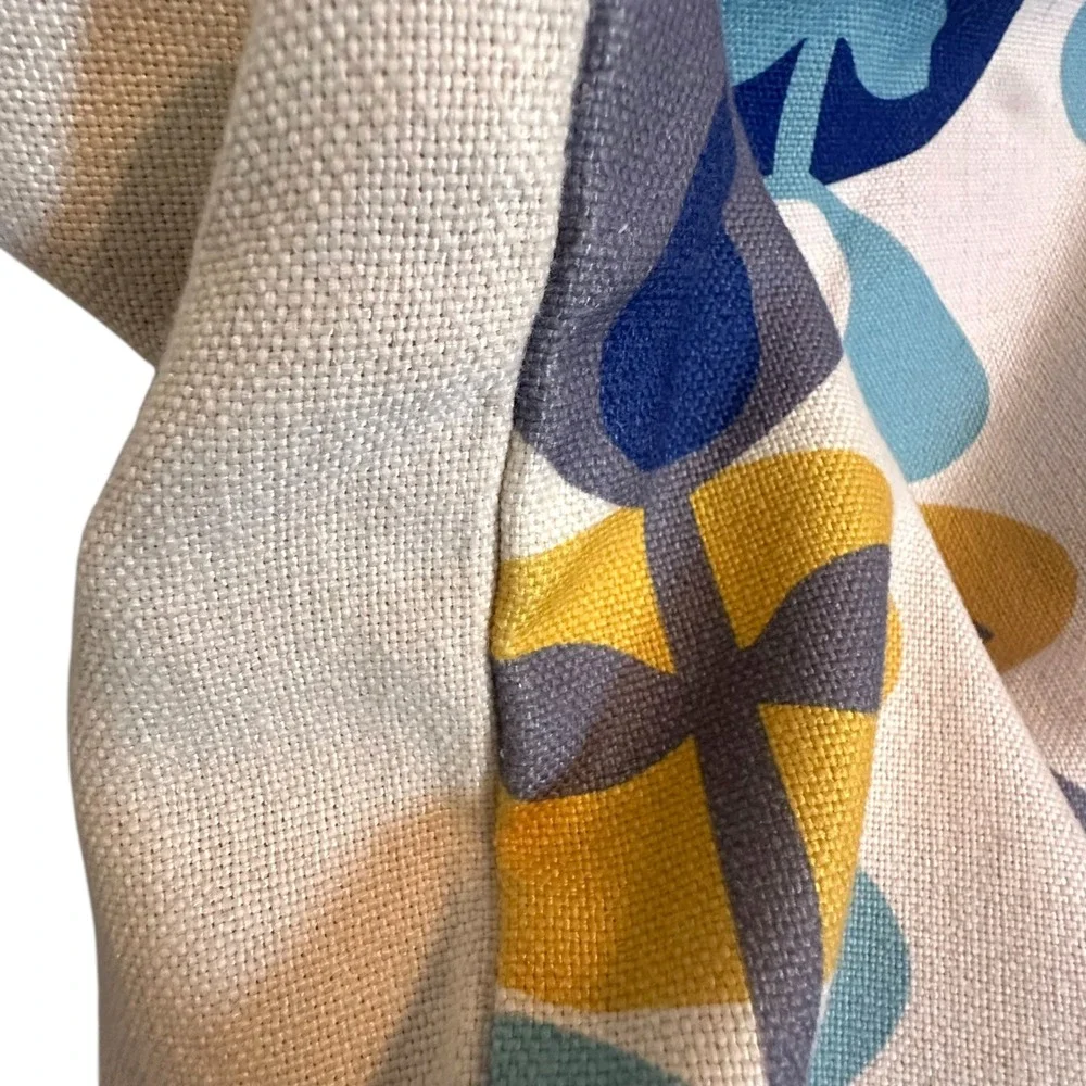 Scandi Modern Pillow Cover Set of Four Floral Bird Pillow Cotton Linen Retro MCM